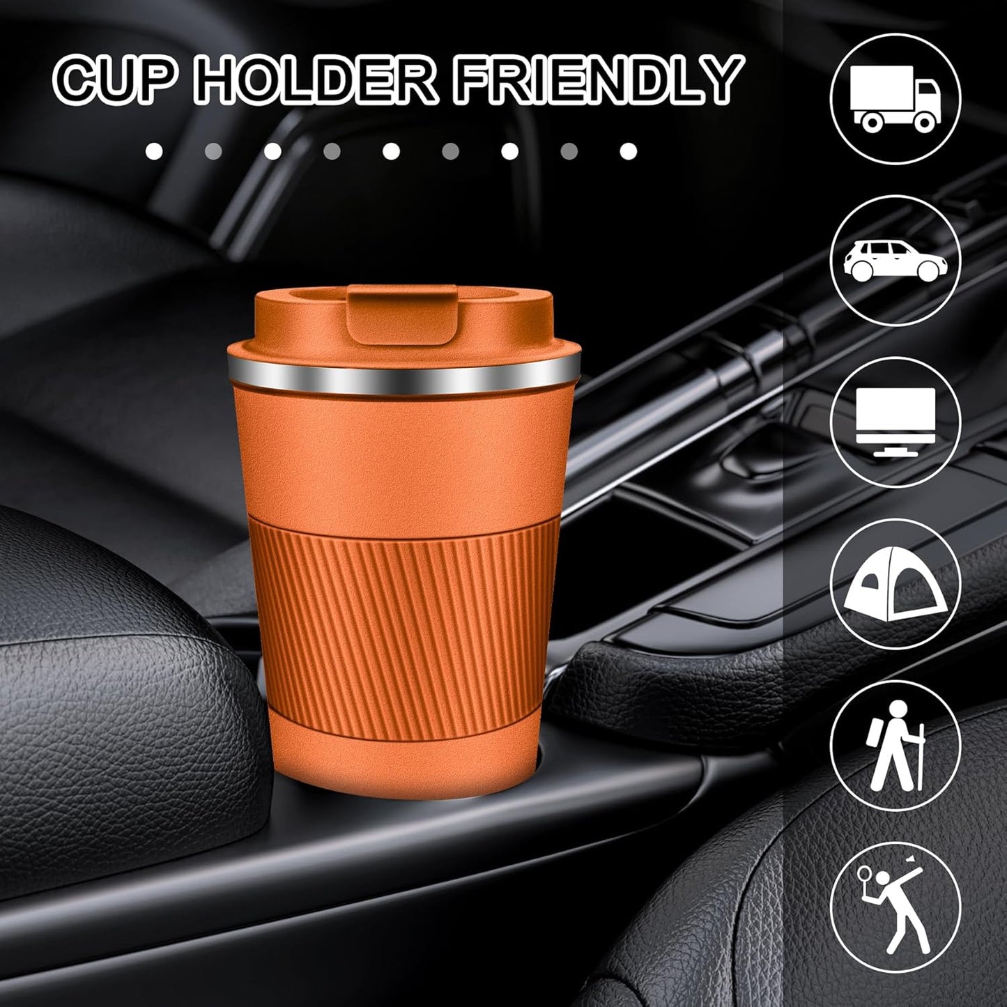 Coffee Travel Mug 12oz Insulated Coffee Mug with Lid Portable Spill-Proof Coffee Mug No Handle Reusable Stainless Steel Cup Keeps Cold and Hot Suitable for Car, Daily, Travel and Gifts