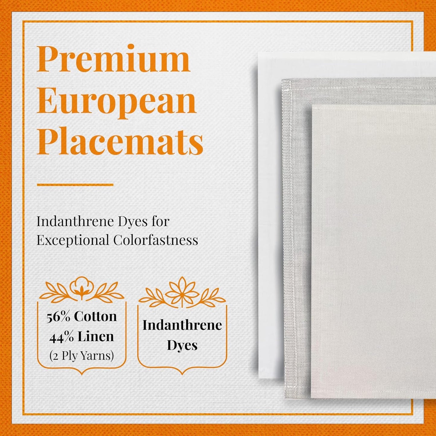 Premium European Cloth Table Linen Placemats - 56% Cotton 44% Linen Fabric, Jacquard Woven Design - For All Occasions or Daily Use - Machine Washable - Carlo Lamperti Italy - White, 20"x14" (Set of 4)
