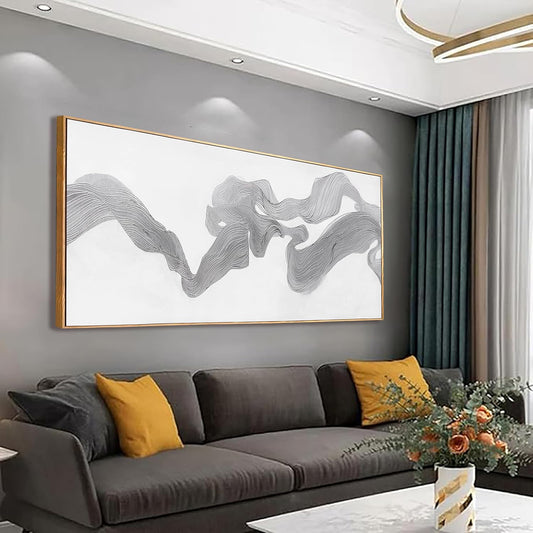 Abstract Wall Art Small Size Framed Home Artwork Decor Modern Minimalist Canvas Painting Abstract Mist Texture Art With White Background Living Room Decor For Bedroom Office Wall Decor 20"X40"