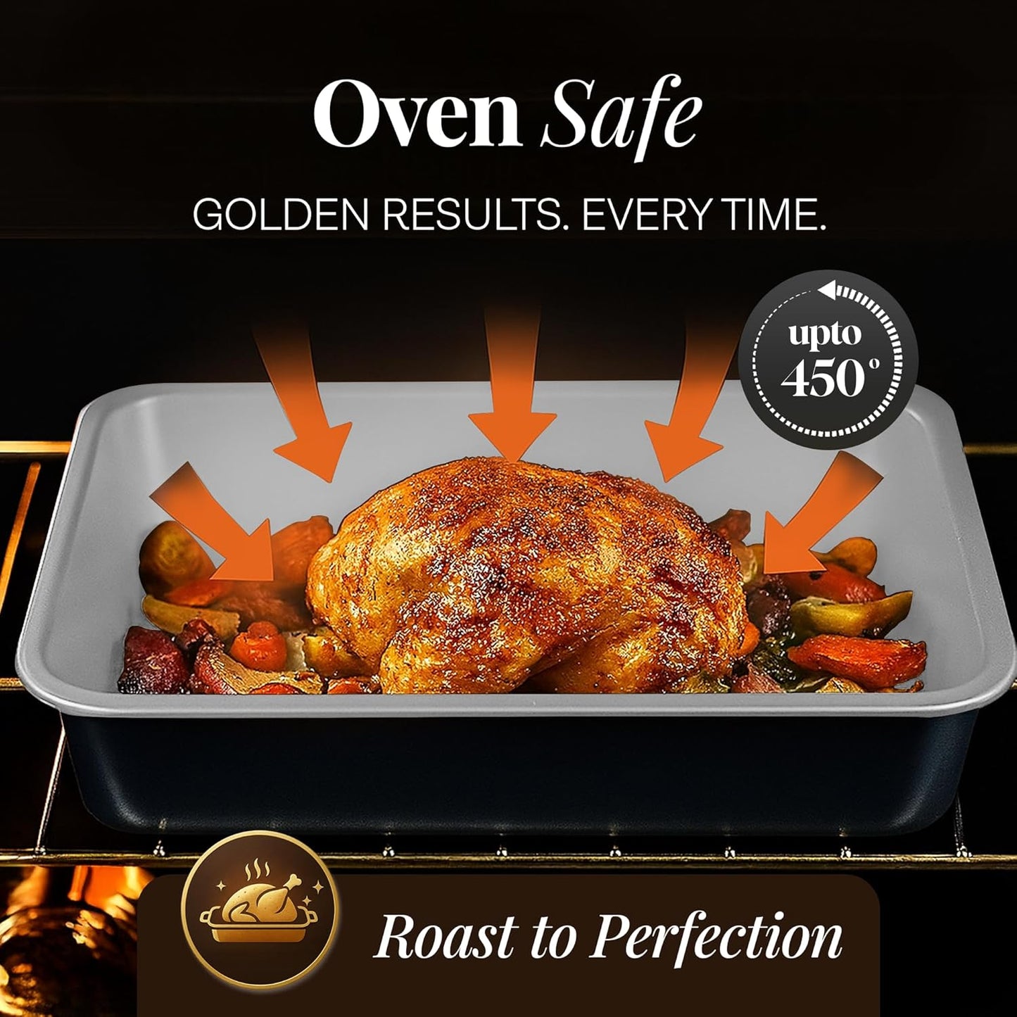 Gotham Steel 6 Pc Stackable Baking Pans Set, 70% Space Saving Design, Ceramic Bakeware Sets Non Toxic Made Without PFOA PFOS, with Cookie Sheet Tray, Cake & Muffin Pans, Oven & Dishwasher Safe