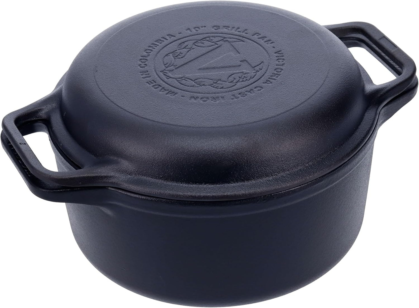 Victoria 6-Quart Cast Iron Combo Cooker, Combination Dutch Oven and Skillet, Made in Colombia, 2-Piece Set
