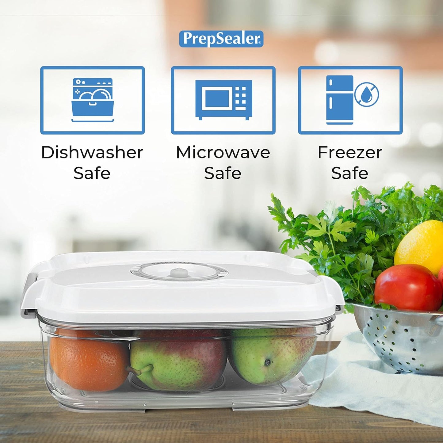 PrepSealer Food Saving Airtight Meal Prep BPA-free Tritan Vacuum Container (1.4L) - Pump not Included