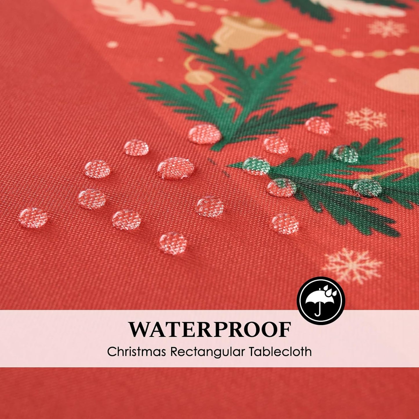 Christmas Tablecloth Rectangular 60x102 Inch Waterproof, Machine Washable Checkered Polyester Table Cover for Xmas Party, Winter Holiday Home Decoration in Festive Red 1pack