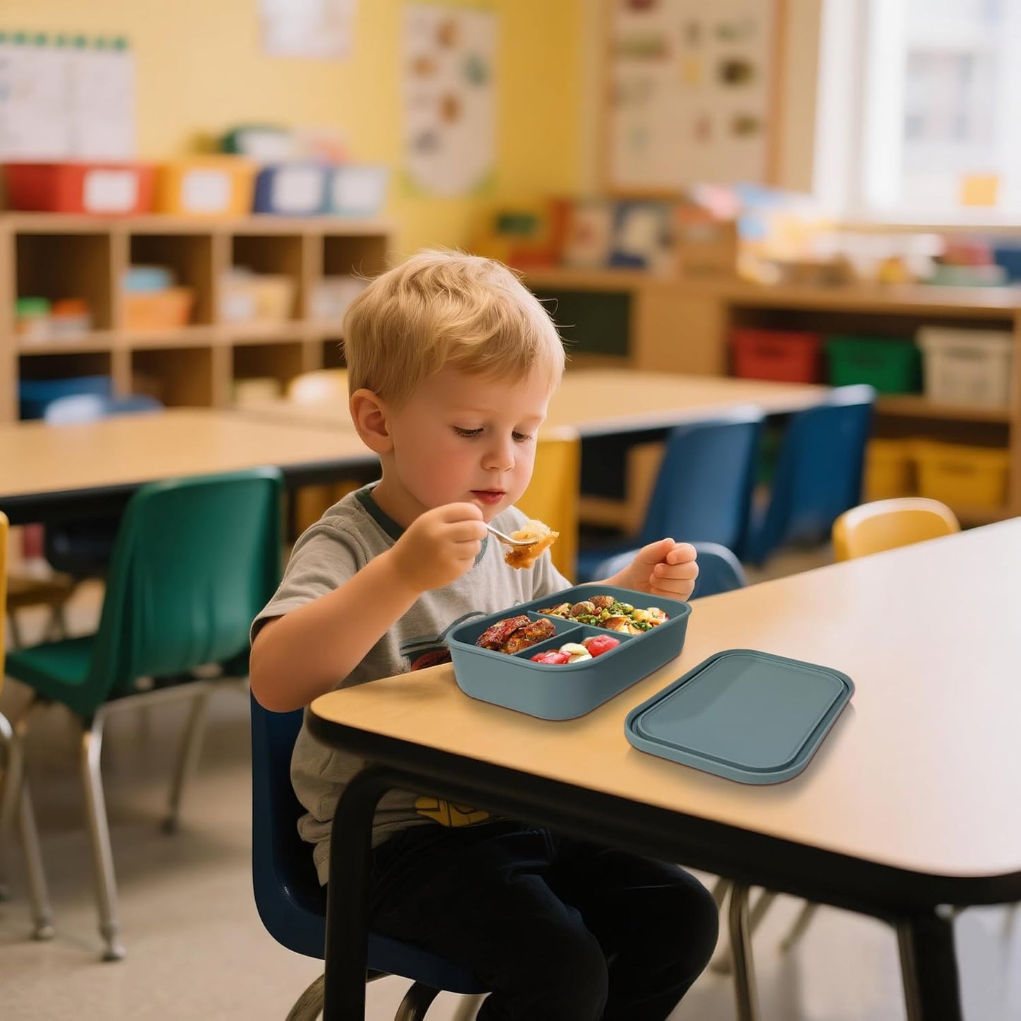 superplanet™ 2 Pcs 24 oz silicone food containers, reusable lunch and fruit boxes, BPA-free, Microwave and freezer safe, suitable for school, work, and travel