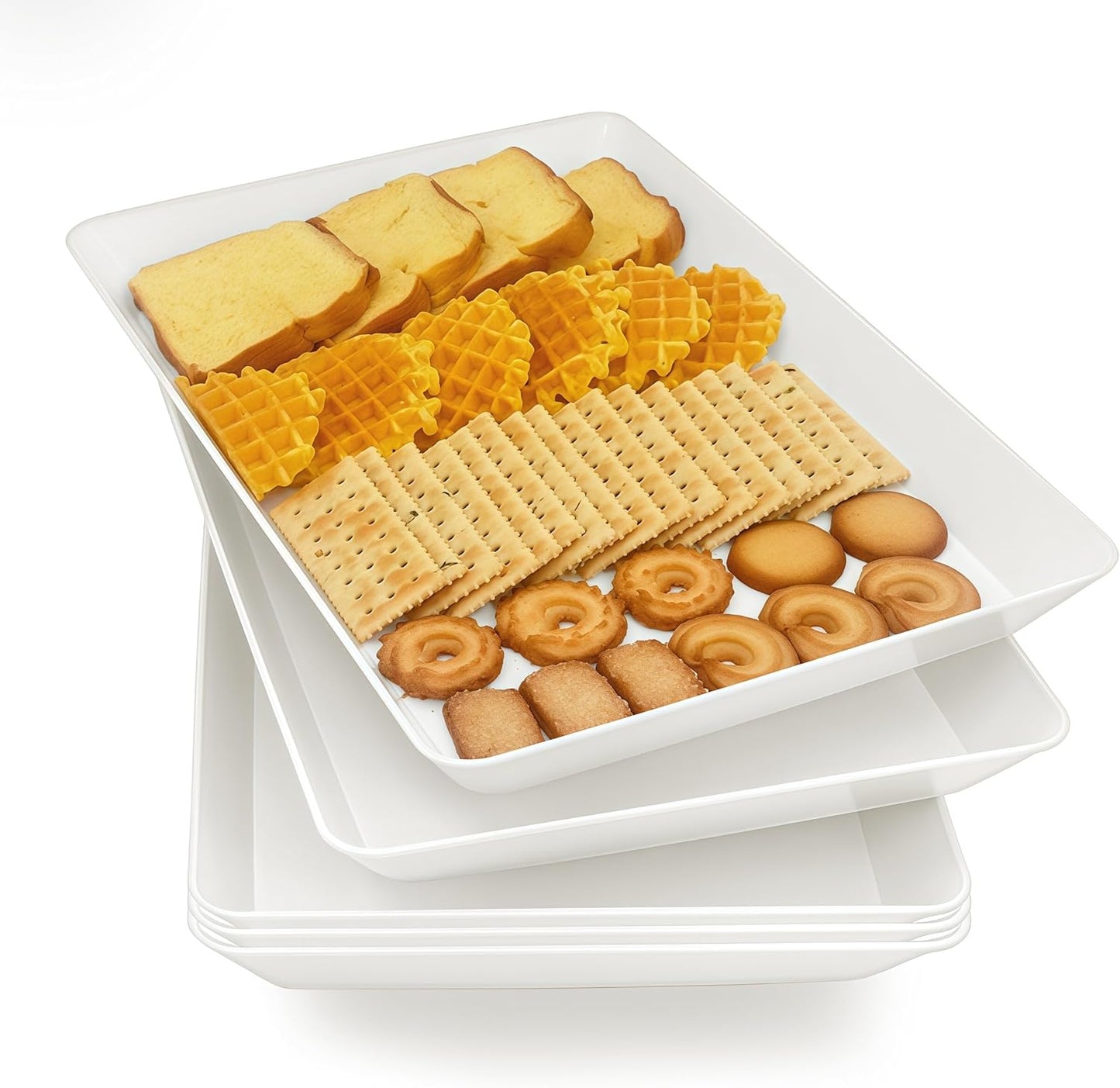 Serving Tray Platter, 17.5'' x 11.5'' x 1.6'', 5 Pcs Food Tray for Veggie Fruit Snack Dessert Cookie Cheese, Food Trays for Party Supplies Display, Large Platters for Serving Food, BPA Free