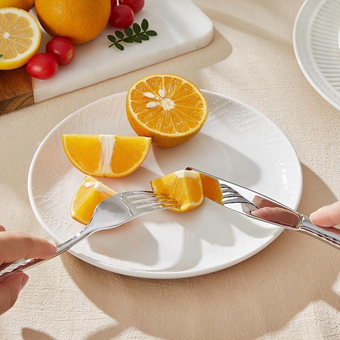 Kingstone Hammered Silverware Set, 5-Piece Flatware Set for 1, 18/10 Stainless Steel Heavy Duty Cutlery Set, Mirror Polished Utensil Sets for Home, Restaurant, wedding, Dishwasher Safe