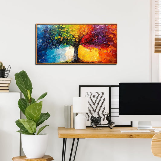 ZHAOSHOP Tree of Life Wall Art for Living Room - Colorful Wall Art for Bedroom - Modern Room Decor Teen Girls With Wooden Frames Size 20" x 40"