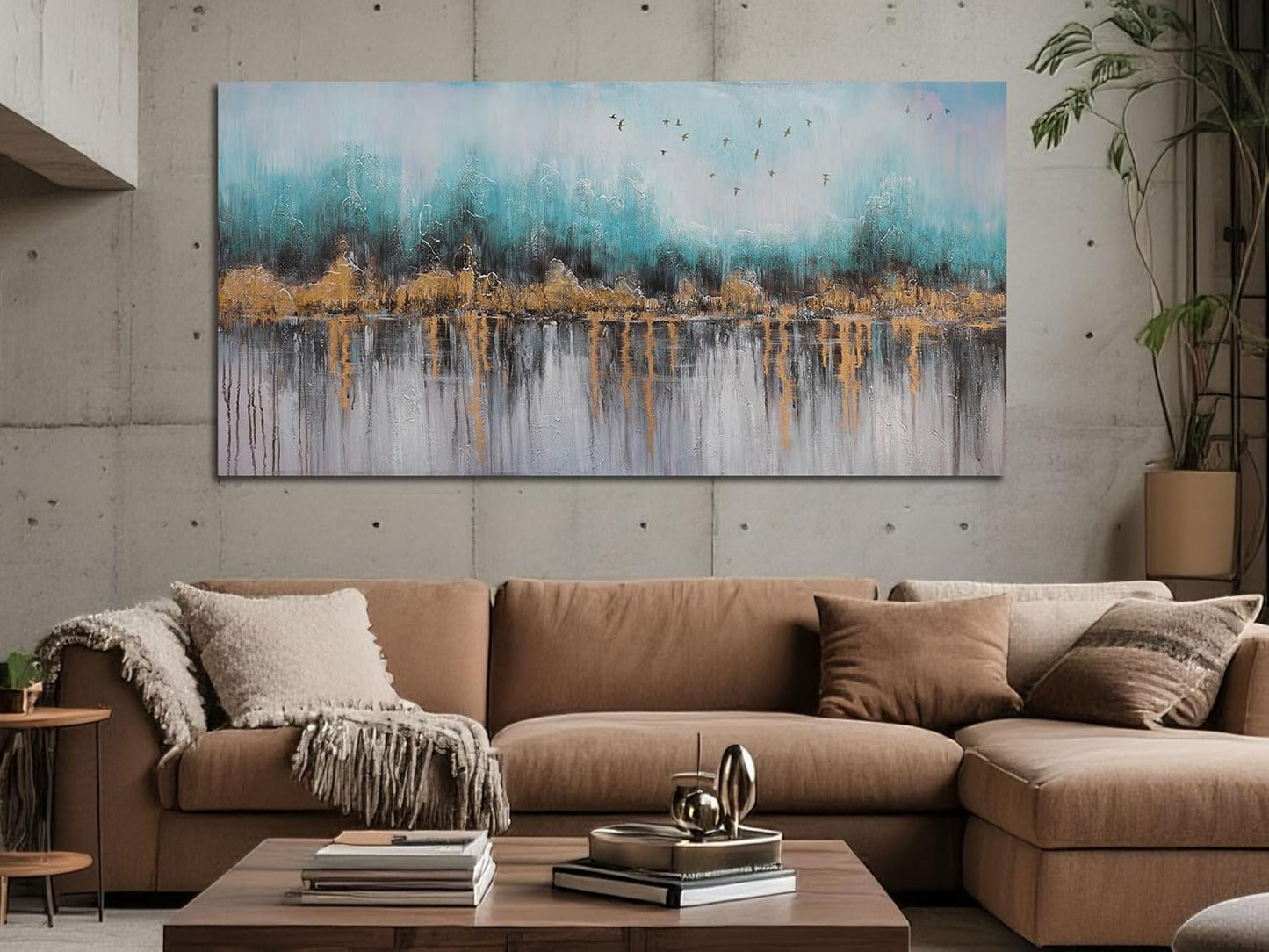 Ardemy Abstract Canvas Wall Art for Living Room Extra Large Teal Pictures Wall Decor Paintings Bedroom Textured Artwork Wall Art for Men Kitchen Dining Room Home Office,48"x24"