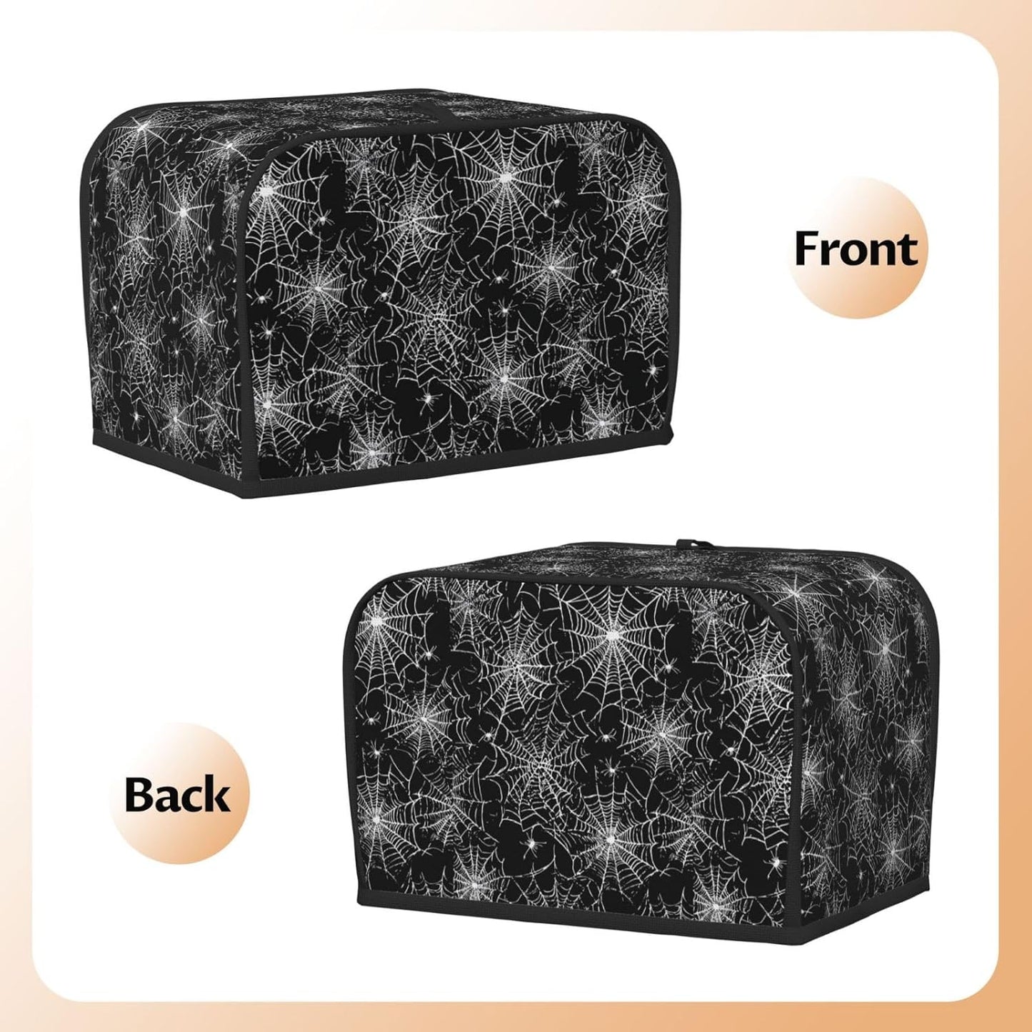 Toaster Cover 2 Slice Halloween Spider Web Pattern Kitchen Small Appliance Covers with Pockets Dust and Fingerprint Protection