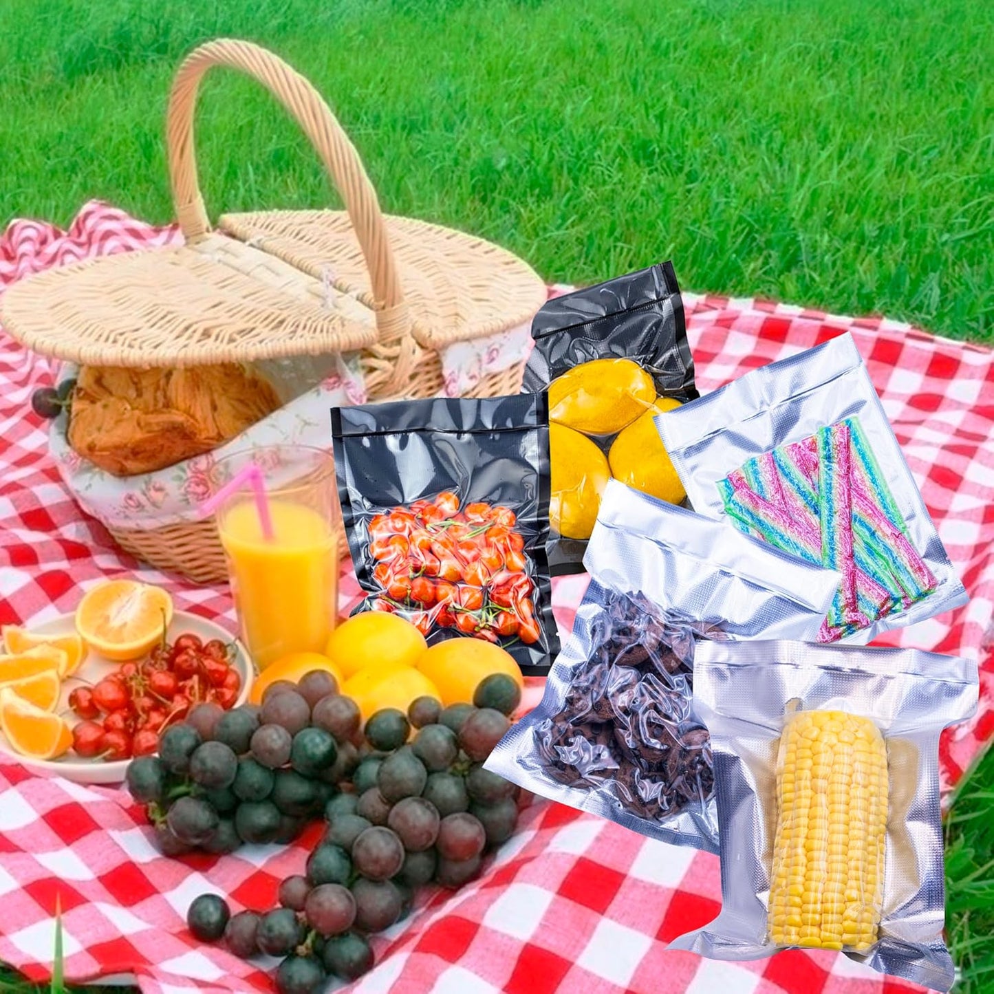 CANLENPK 4x6Inch/10x15cm Small Silver Back and Clear Front Vacuum Sealer Bags,Food Storage Bag,Seal Meal Snack Fruit Nut,Boil Steam Heat Freeze,Commercial Grade Heavy Duty Sealable Bags (100PCS)