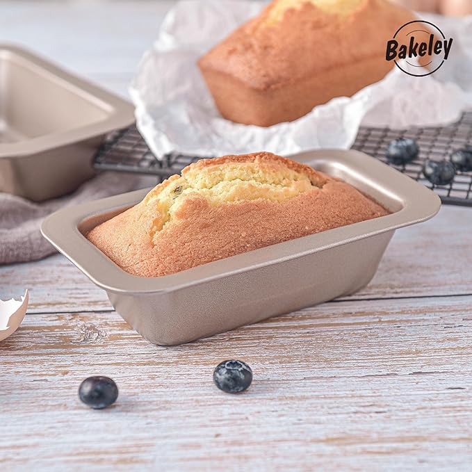 2 Pcs 6-Inch Mini Banana Bread Loaf Pan, Non-Stick Baking Bread Pan, Carbon Steel Bakeware Set of 2, Mini Meatloaf Pan,7.2" x 4.1" x 1.9" (Champagne Gold)