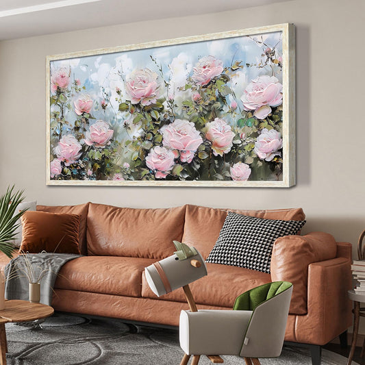 Ardemy Rose Canvas Wall Art for Living Room Floral Framed Pictures Wall Decor Extra Large Paintings Flower Textured Bedroom Artwork Dining Room Home Office Kitchen 40"x20"