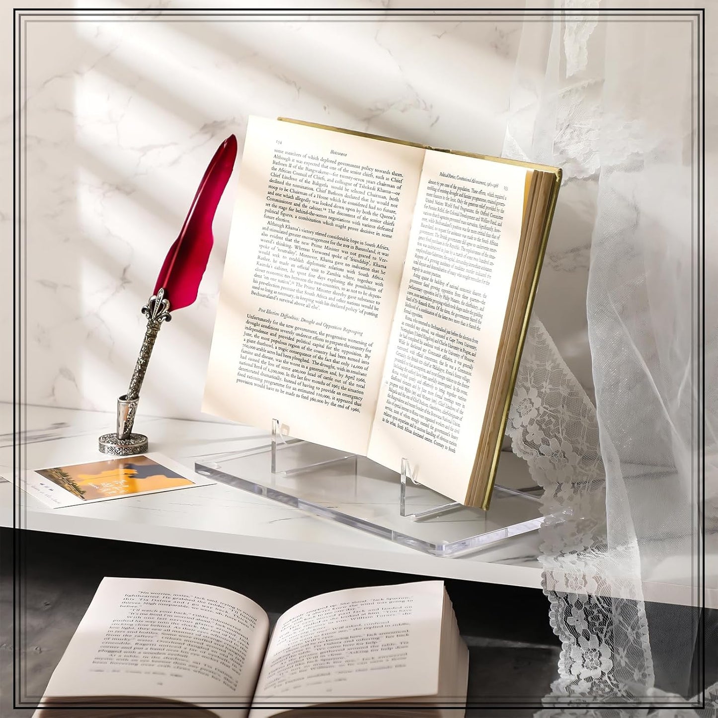 Jetec Acrylic Book Stand Clear Easel Stand for Display Acrylic Plate Postcard Picture Display Holder for Picture Book Decorative Plate Platter Photo(10 x 5 x 9 Inch)