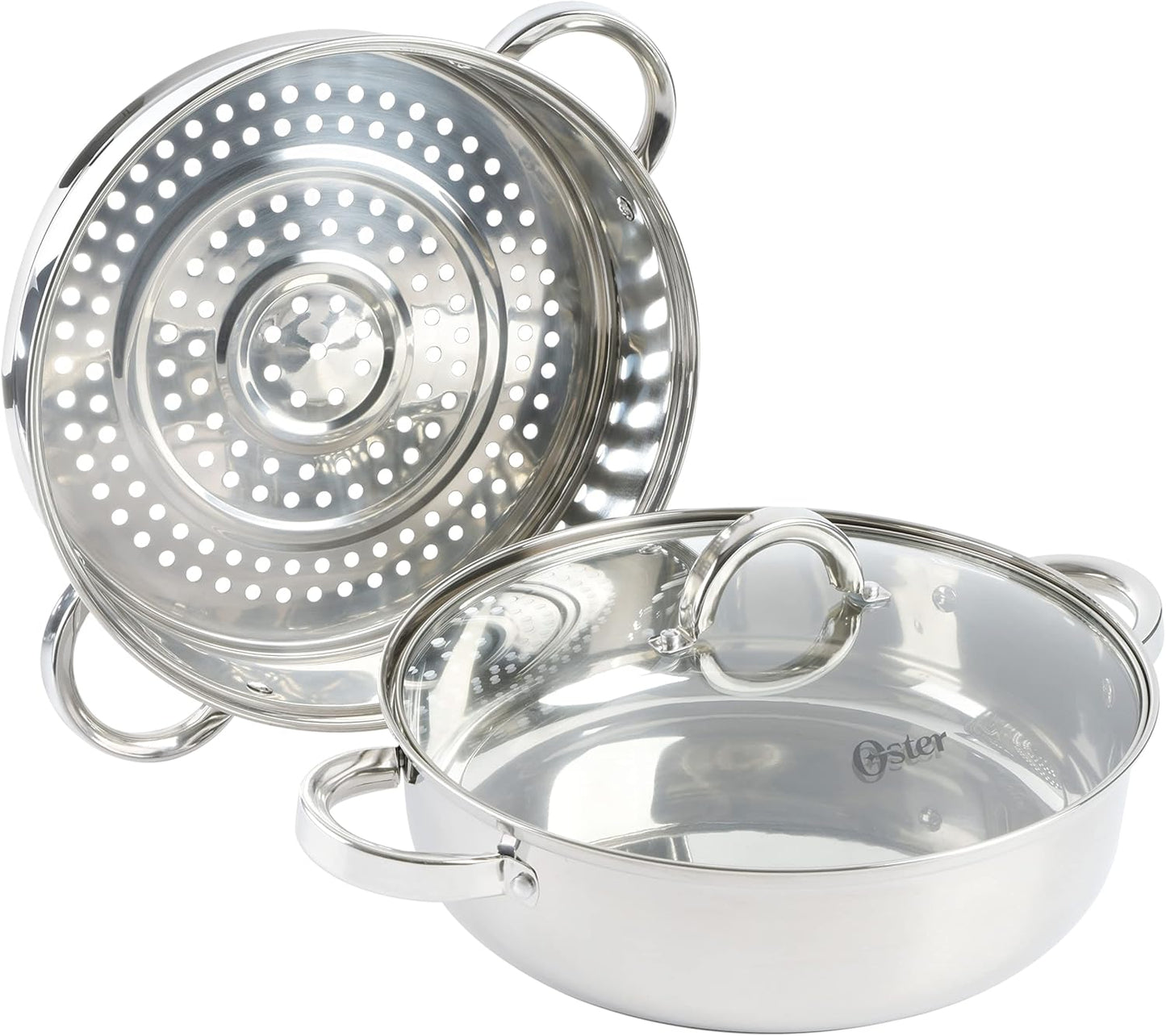 Oster Sangerfield Stainless Steel Cookware 11-Inch Everyday Pan w/Steamer and Lid