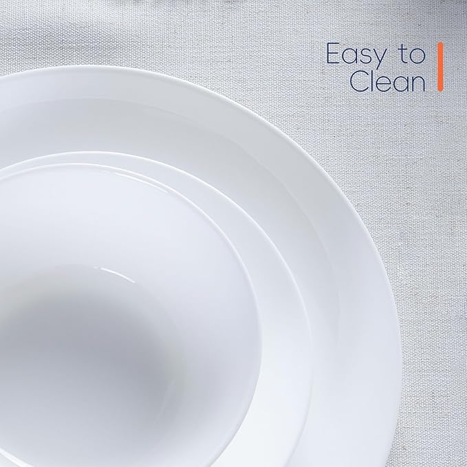 Dinnerware Sets for 6, LaGlint 18 Pieces Opal Glass Plates and Bowls Set, Dishwasher and Microwave Safe Dish Dinning Ware, Chip and Scratch Resistant Dishware White