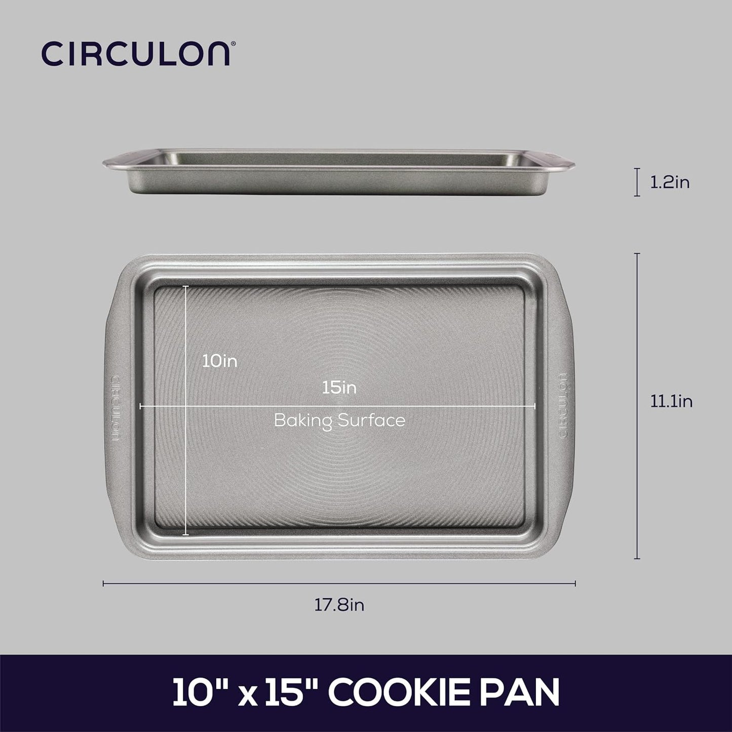 Circulon Nonstick Bakeware, Nonstick Cookie Sheet / Baking Sheet - 10" x 15", Gray