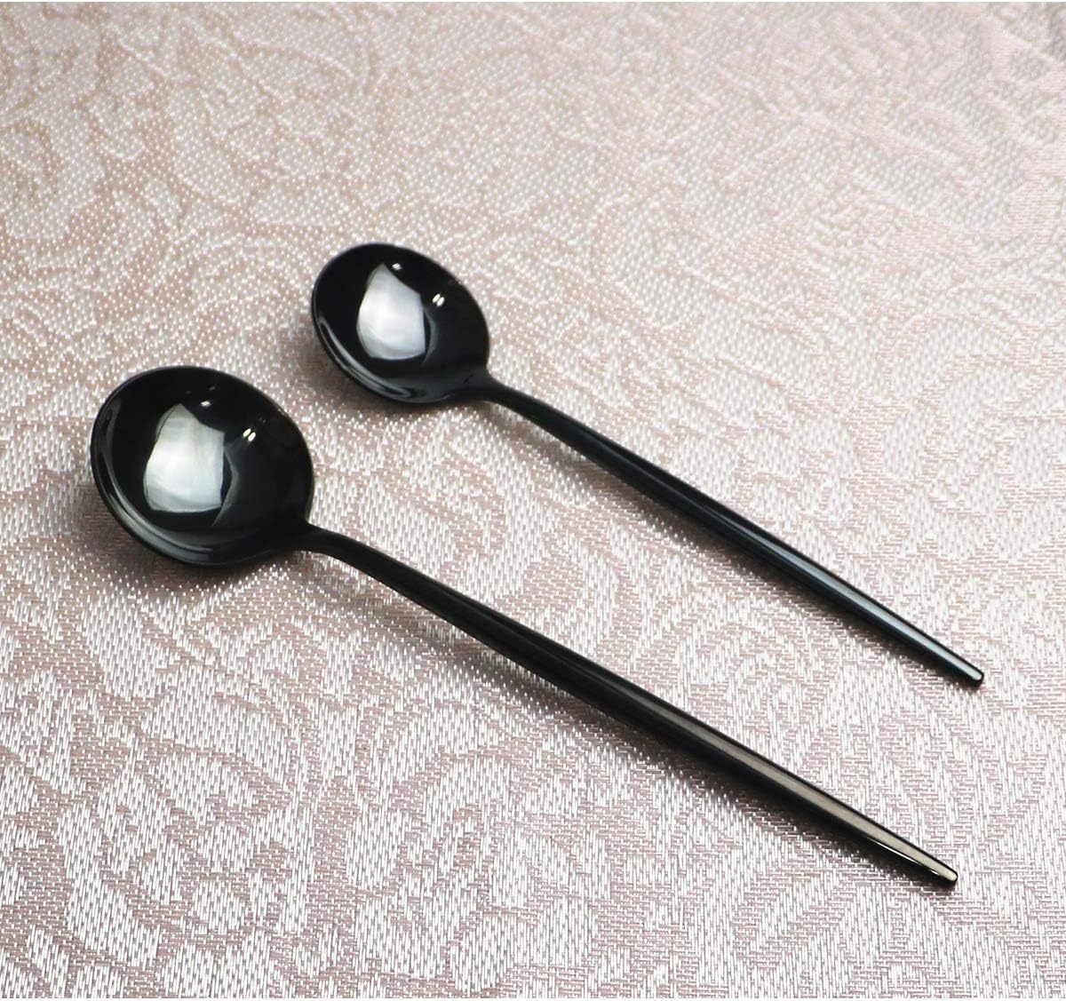 Gugrida Portable Silverware Set - 5-Piece Flatware Cutlery Set - 18/10 Stainless Steel - Mirror Polishing Black - Travel Elegant Modern Utensils - Service for 1 Include Steak Knife Dinner Fork Spoon