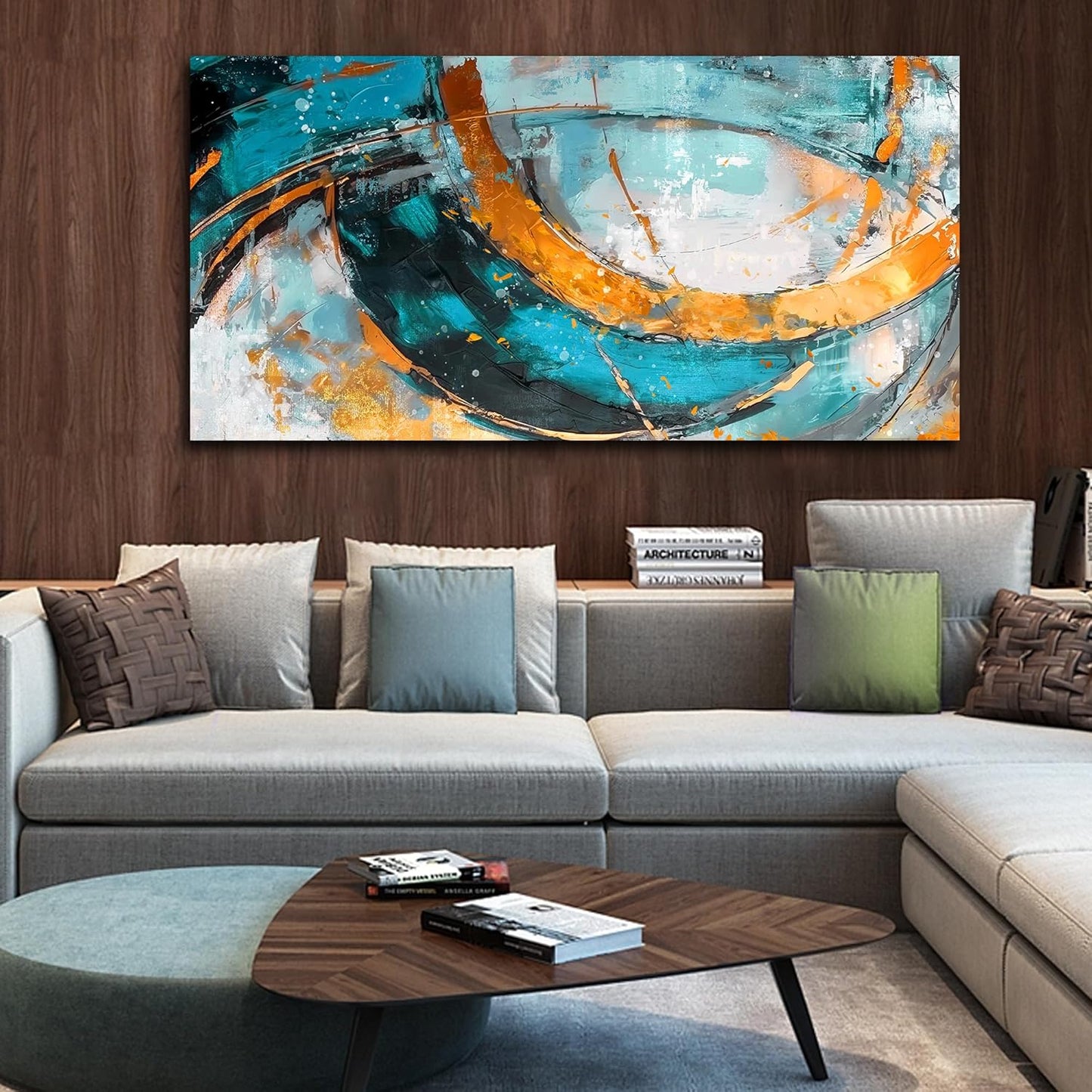 LAOTOART Abstract Wall-Art - Teal Wall Decor Living Room - Contemporary Wall Art Women Ready to Hang Size 29" x 59"