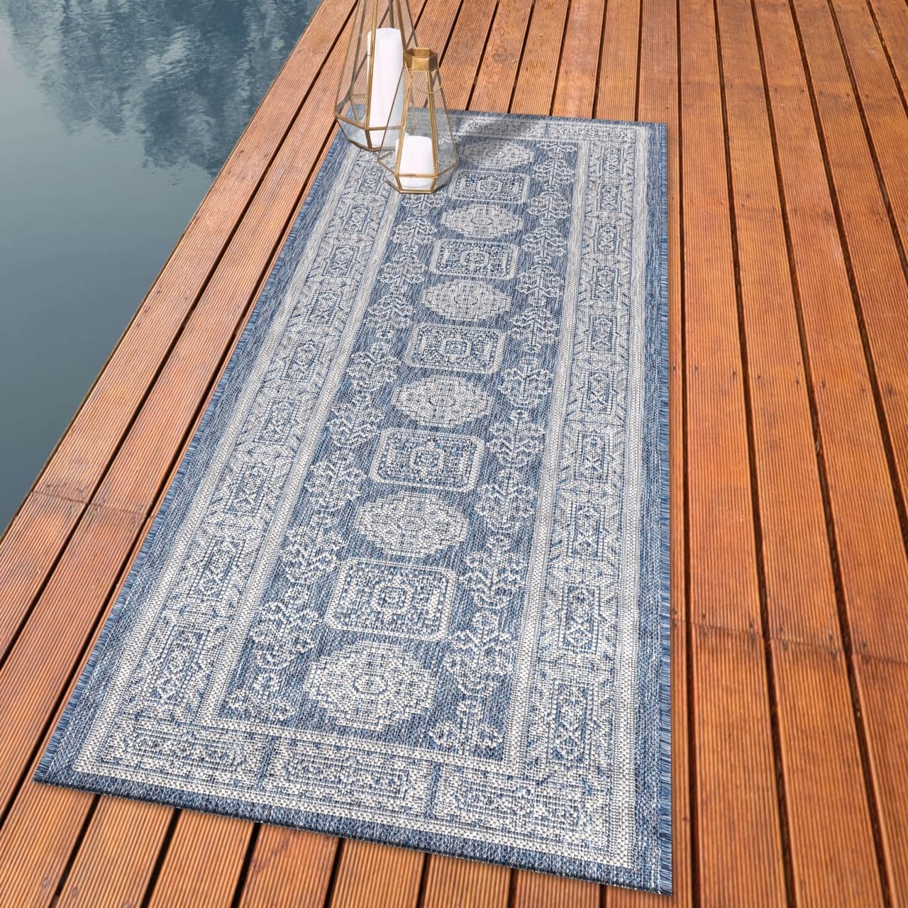 Keen Home Design Terrace Outdoor Runner Rug - 2x8 Washable Indoor/Outdoor Rug for Patio, Kitchen, Balcony, Beach, Garden, Deck and Porch, Size: 2'2"x7'7"