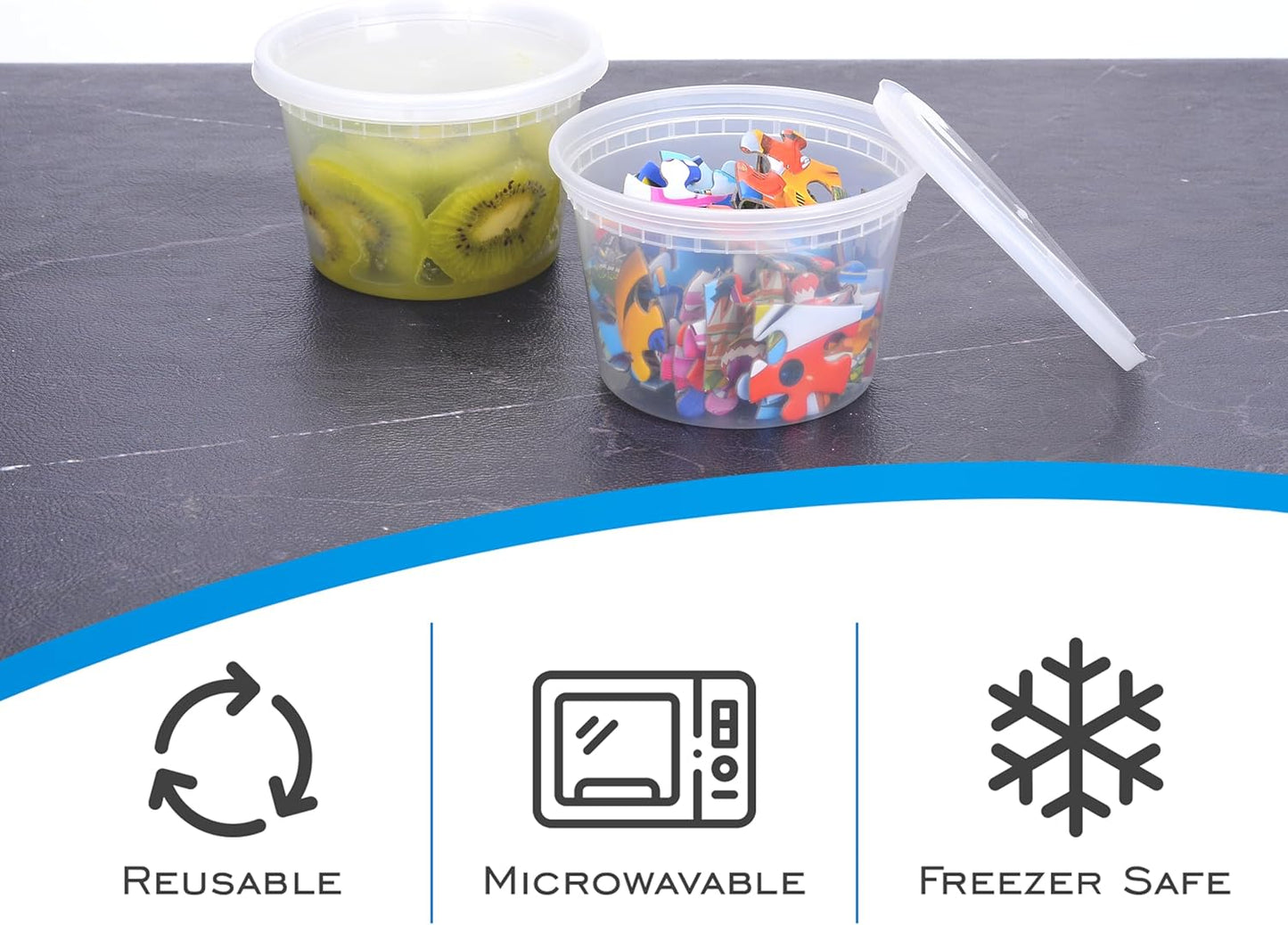 EDI [16 OZ, 25 Sets] Plastic Deli Food Storage Containers with Airtight Lids | Microwave-, Freezer-, Dishwasher-Safe | BPA Free | Heavy-Duty | Meal Prep | Leakproof | Recyclable