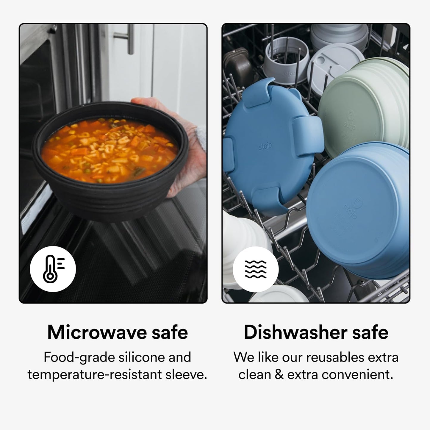 STOJO Collapsible Bowl 5 Set - Cashmere, 36oz - Reusable Silicone Bowl for Hot and Cold Food - Perfect for Travel, Meal Prep, To-Go Lunch, Camping & Hiking - Microwave & Dishwasher Safe