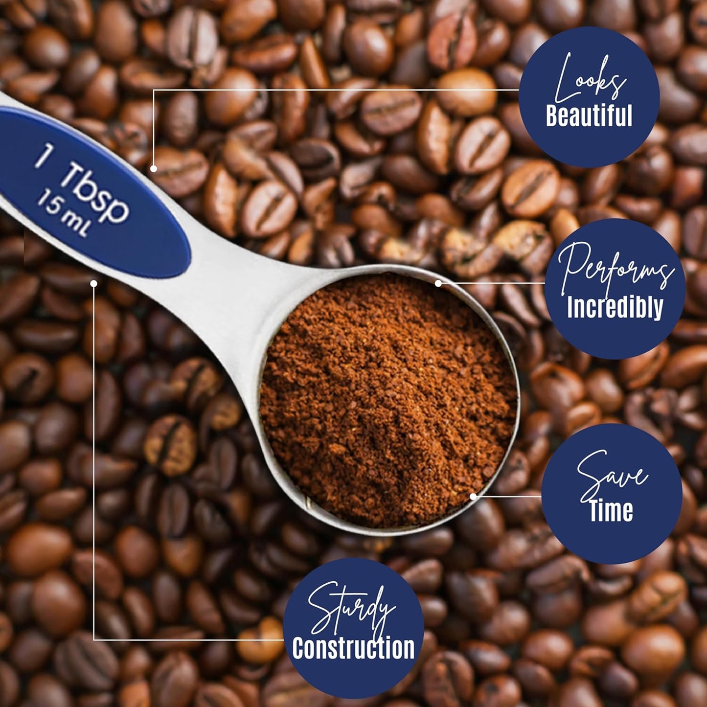 Magnetic Measuring Spoons Set of 9 Stainless Steel Dual-Sided Stackable Measuring Spoon Nesting Teaspoons Measuring Dry and Liquid Ingredients, Fits in Spice Jars Set of 9 (Sapphire)