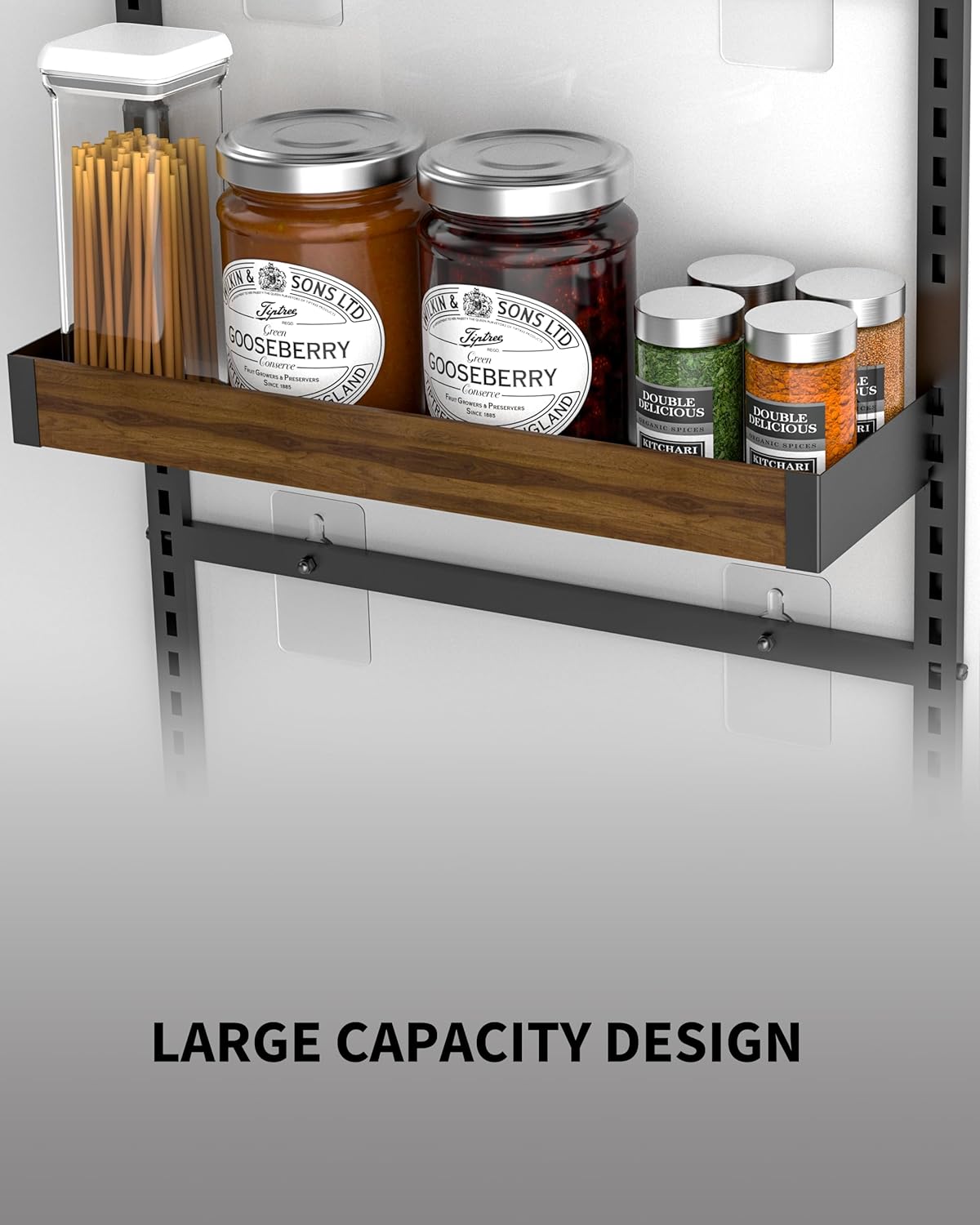 Moforoco Wood 9-Tier Over The Door Pantry Organizer, Wooden Pantry Organization and Storage, Black Hanging Basket Wall Spice Rack Seasoning Shelves, Home & Kitchen