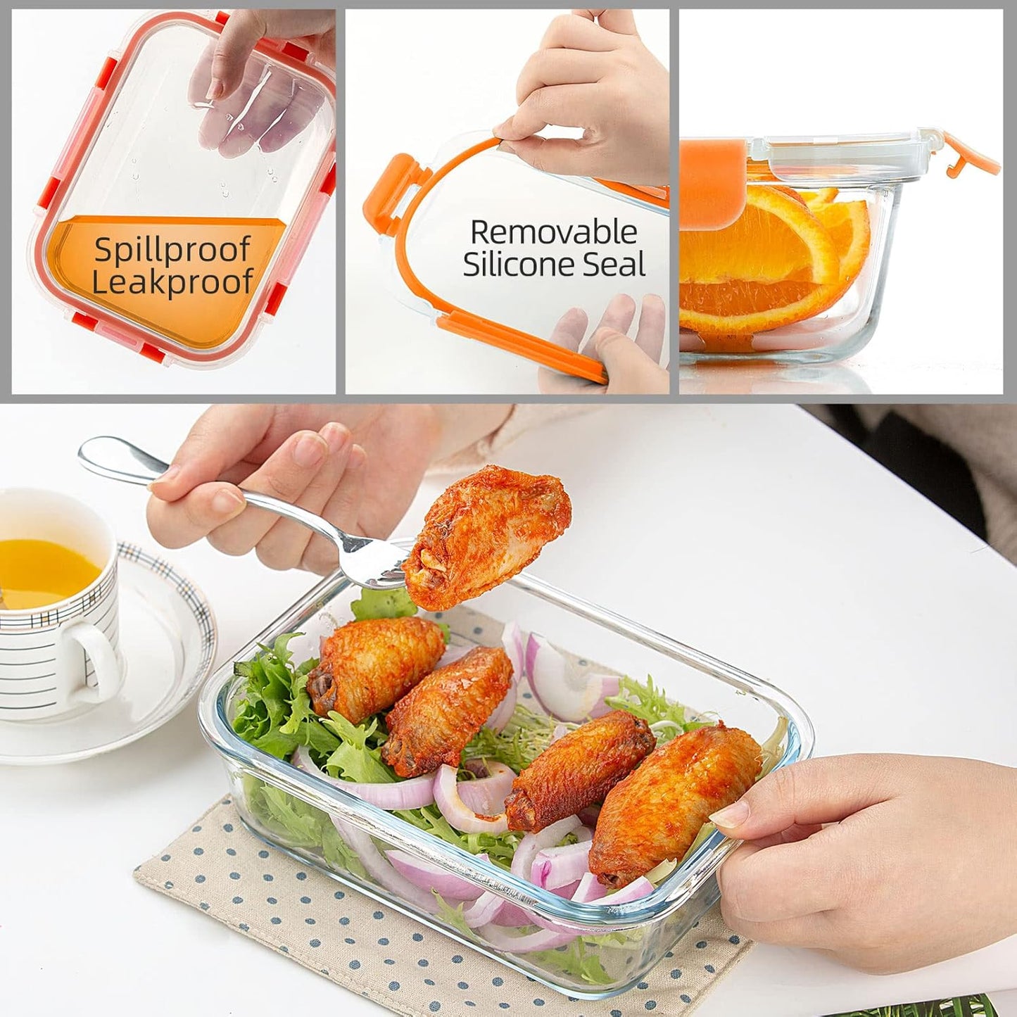 UMEIED 10 Pack Glass Food Storage Containers with Lids Leakproof, Airtight Glass Meal Prep Containers For Lunch, On The Go, Leftover, Dishwasher Safe
