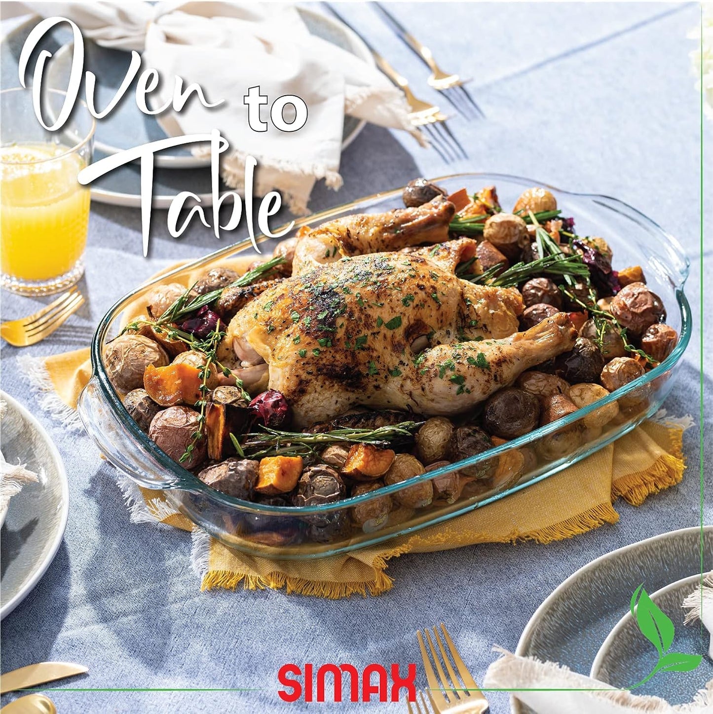 Simax Casserole Dish For Oven, 8 Quart Glass Baking Dish With High Lid Set, Microwave, Oven, and Dishwasher Safe Cookware, Borosilicate Glassware, Large Baking Dish