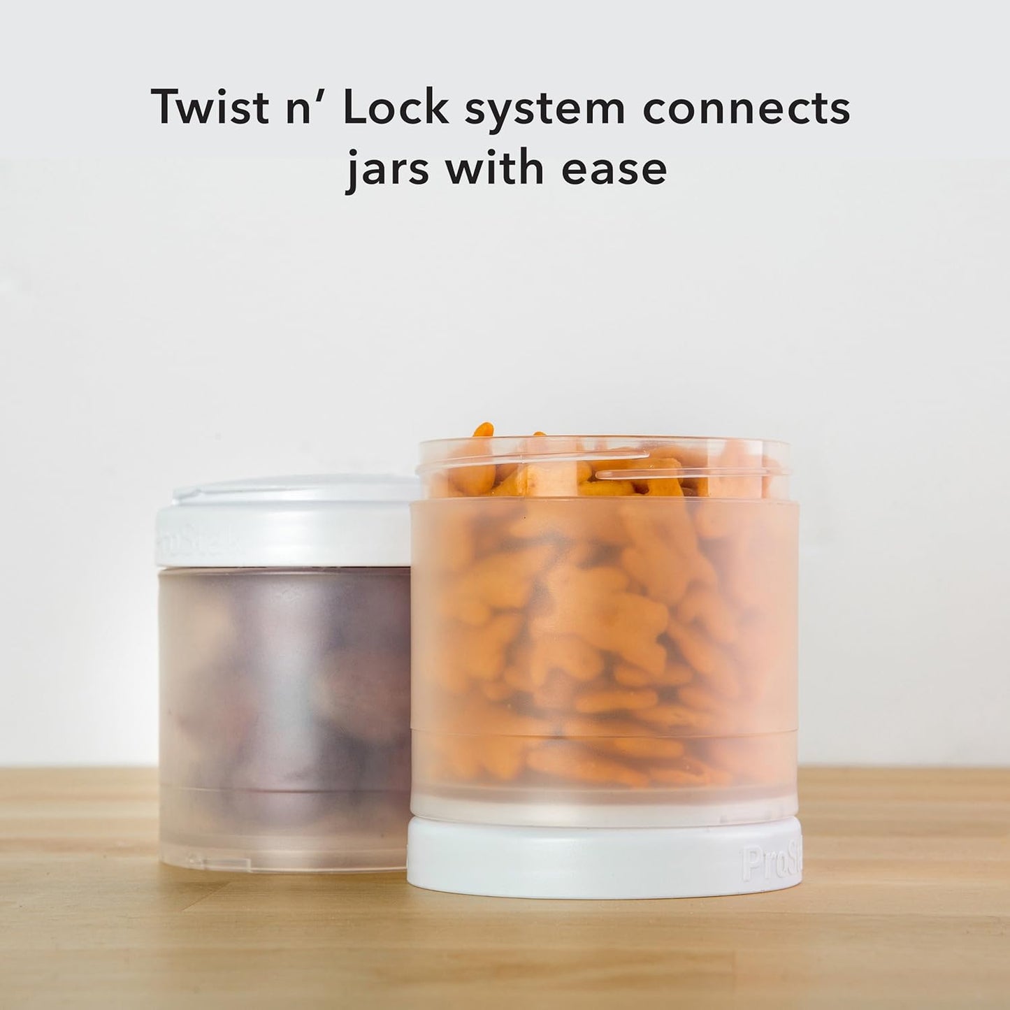 Whiskware Stackable Snack Containers for Kids and Toddlers, 3 Stackable Snack Cups for School and Travel, White and Mint