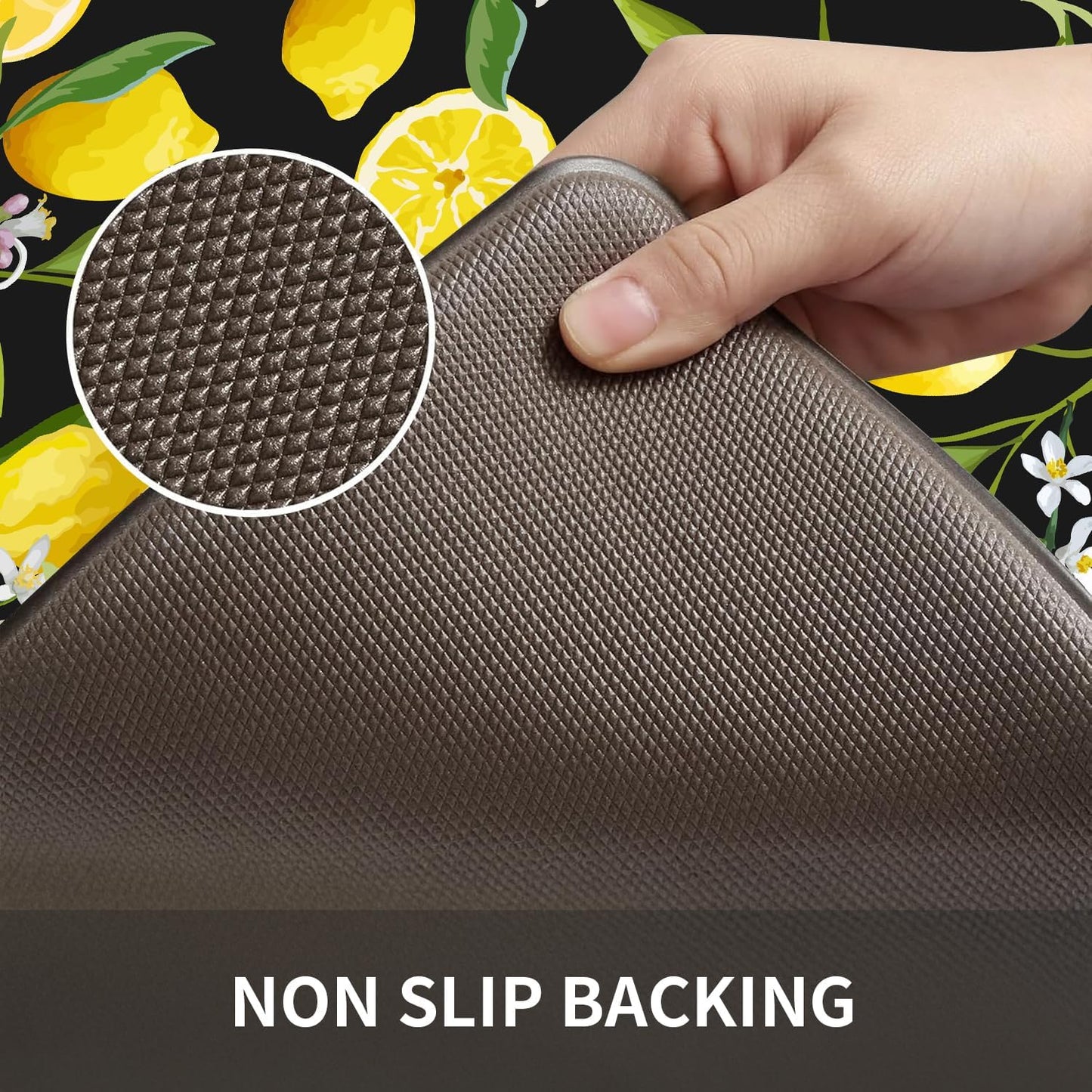 Kitchen Mats Lemon Kitchen mats for Floor Anti Fatigue Mats for Kitchen Floor Cushioned Non Slip Waterproof Standing Mat for Bedroom Office Sink Laundry