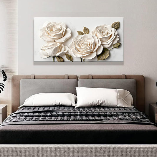 Suconvng Canvas Art Wall Decor Modern Minimalist Home Wall Decor Flower Paintings White Wall Art Prints Floral Wall Art Pictures For Bedroom Kitchen Office 20"×40"