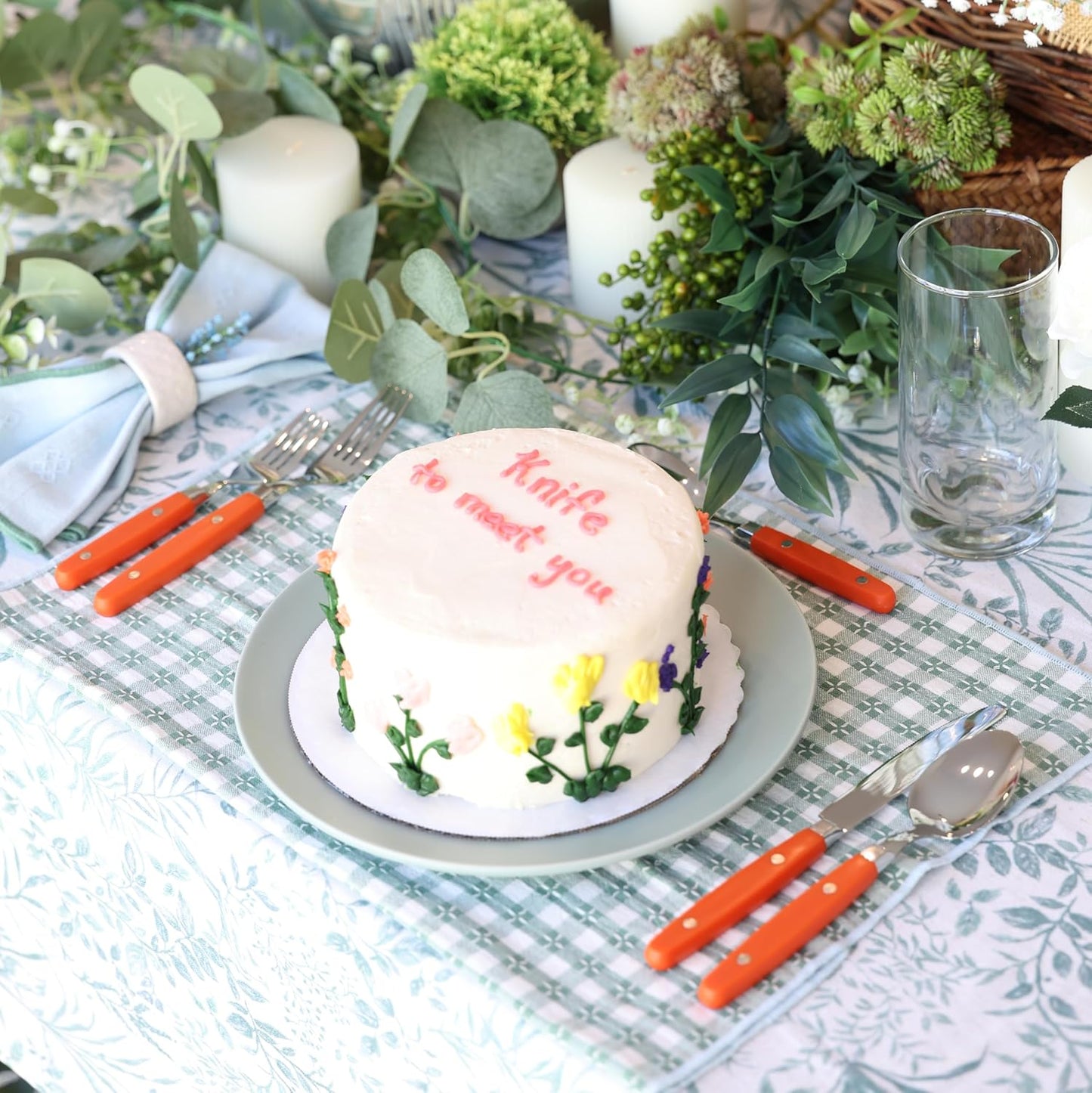 ANNOVA Silverware Set, Retro/Rivet Colorful Stainless Steel Tableware Kitchen Flatware Set Utensils, Includes Dinner Knives, Forks, Spoons, Salad Forks & Dessert Spoons (Orange, 20 Pieces)