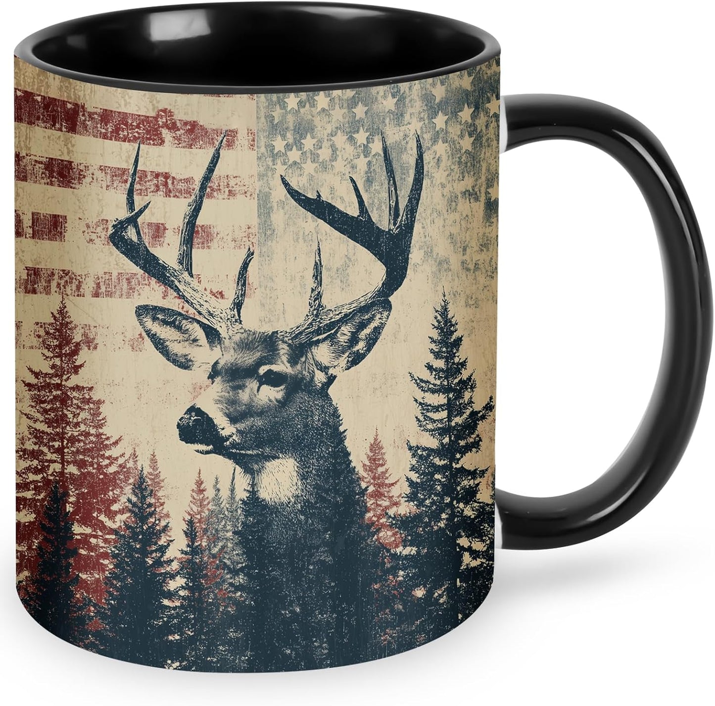 FyLybois Deer Coffee Mug Ceramic Coffee Cup with Handle Microwave Safe for Home or Office Gifts for Women and Men