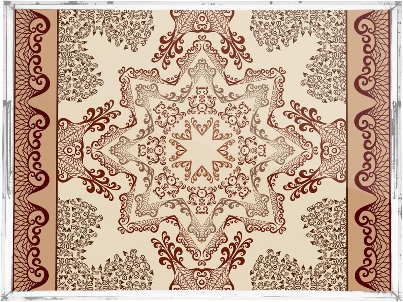 Acrylic Serving Tray with Handles Spill Proof Kitchen Storage Tray Clear Decorative Tray Makeup Drawer Organizer Storage Tray for Bathroom Living Room Ottoman 15.7x11.8Inches