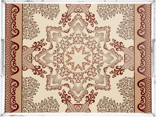 Acrylic Serving Tray with Handles Spill Proof Kitchen Storage Tray Clear Decorative Tray Makeup Drawer Organizer Storage Tray for Bathroom Living Room Ottoman 15.7x11.8Inches