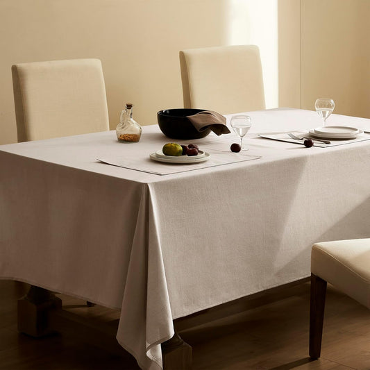 8 FT Khaki Large Tablecloths Linen Tablecloths for Rectangle Tables Patio Picnic Buffets Camping Barbecue Farmhouse Modern Neutral Fabric Tablecloth Rectangular Dining Table Cover 60x120 Inch