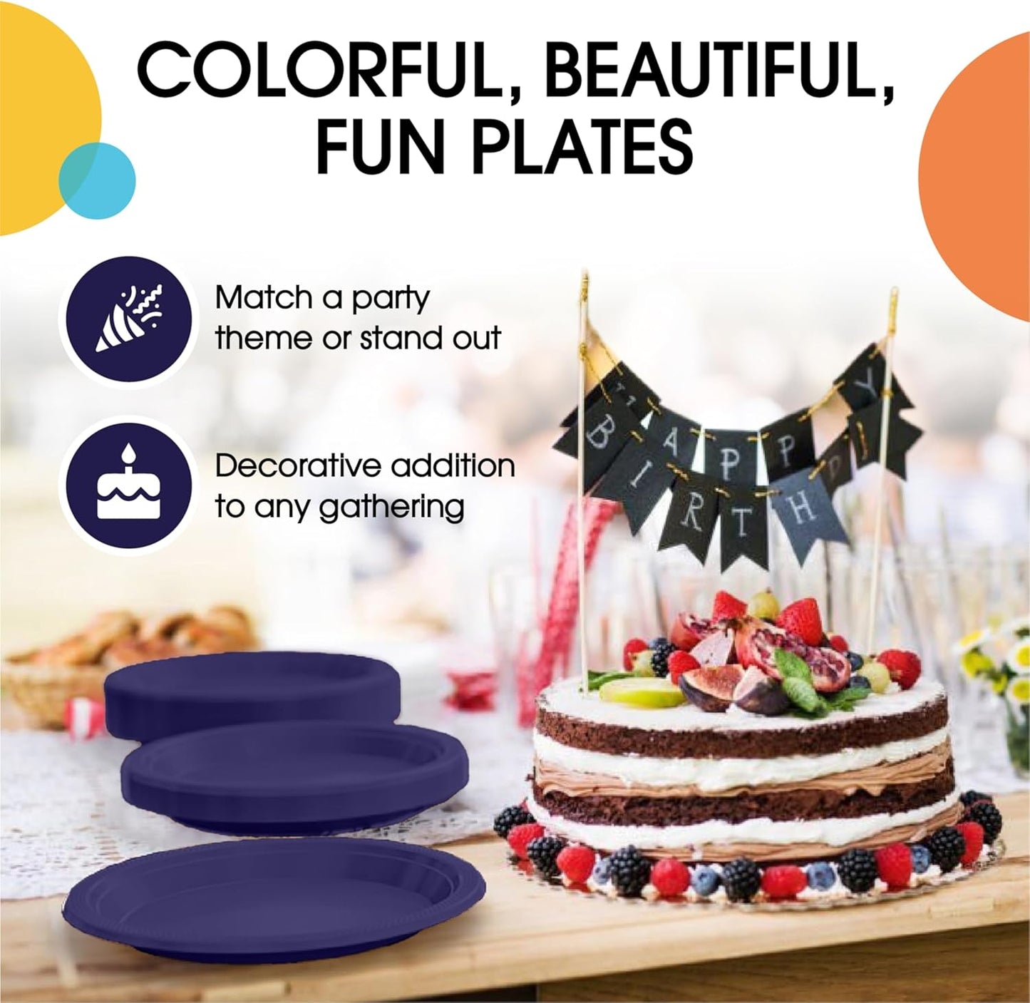 Exquisite Party Solids Deep Purple Plastic Plates For Party Supplies 10" Deep Purple Disposable Plates Heavy Duty 50 Pcs Plastic Dinnerware Sets Heavy Duty 350 GSM Disposable Dinnerware Set