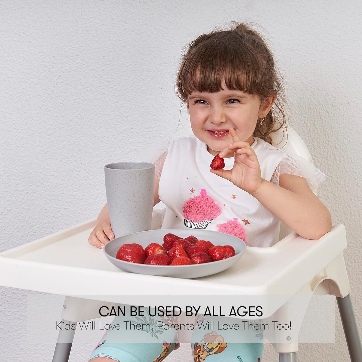 Wheat Straw Dinnerware Sets | Unbreakable Dinnerware Sets | Dishwasher Microwave Safe Dinnerware | Eco Friendly Non Breakable Dinnerware Sets | RV Outdoor Camping (Grey, Service for 8 (32 pcs))