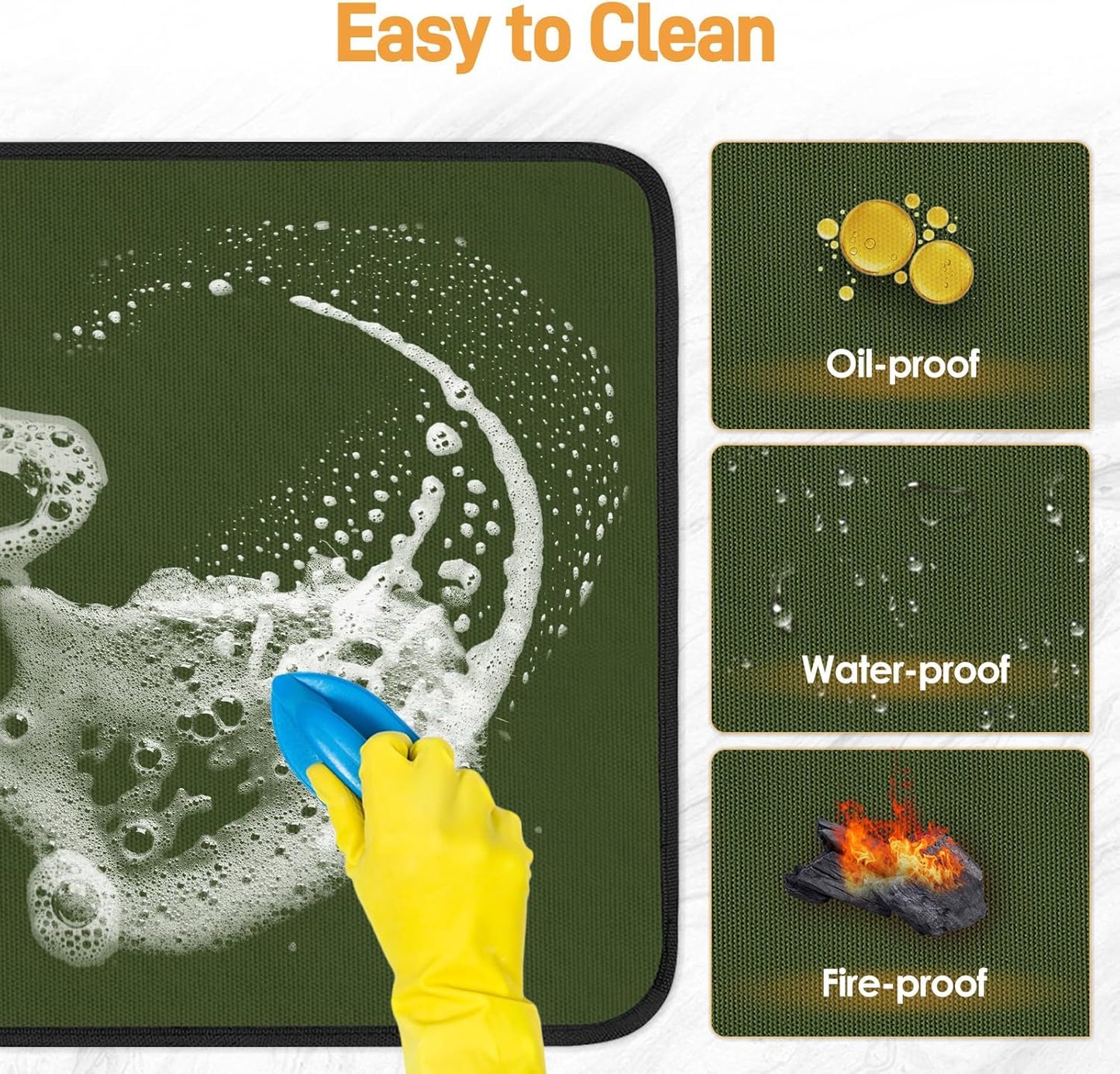 Heat Resistant Mats for Countertop - Fireproof 15x18 in Heat Resistant Mats for Air Fryer - Kitchen Countertop Protector for Air Fryer, Coffee Maker, Stand Mixer, Toaster, Oven 2PCS - Green