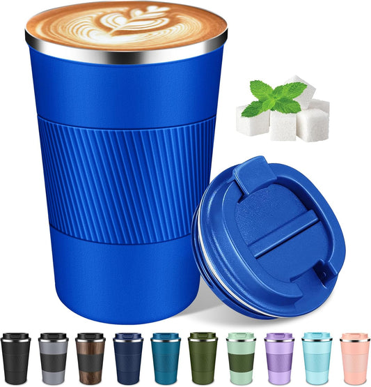 Coffee Travel Mug 12 oz & 17 oz Insulated Coffee Mug with Lid Portable Spill-Proof Coffee Travel Mug No Handle Reusable Stainless Steel Mug Keeps Cold and Hot Suitable for Car, Daily, Travel and Gifts