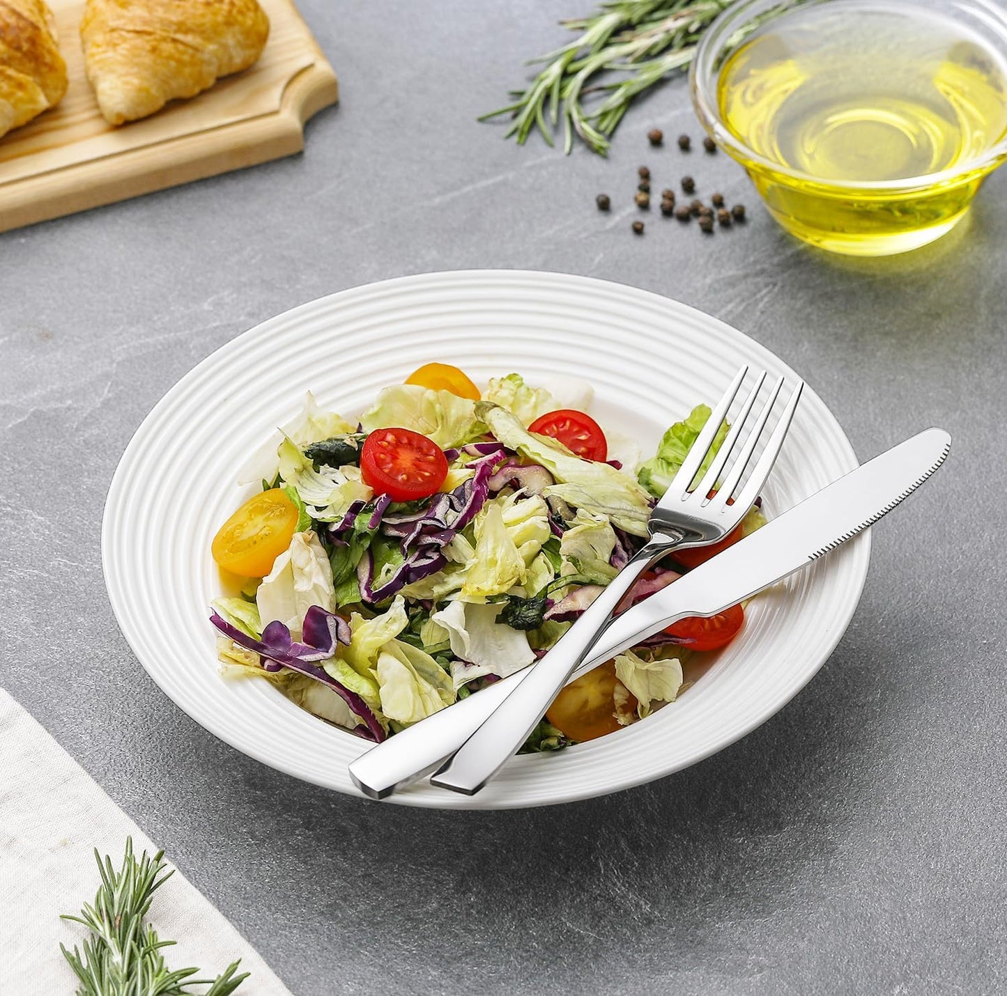 HIWARE 48-Piece Silverware Set with Steak Knives for 8, 18/8 Stainless Steel Flatware Cutlery Set For Home Kitchen Restaurant Hotel, Kitchen Utensils Set, Mirror Polished, Dishwasher Safe