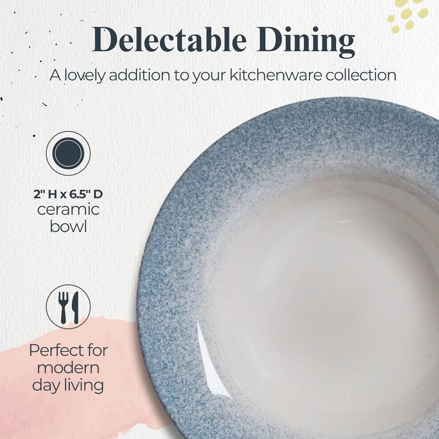 Portmeirion Potter’s Mist Oatmeal Bowls (Set of 4) - Versatile Earthenware Bowls for Kitchen, Soups, Cereal & Desserts - Dishwasher & Microwave Safe - Made in UK Dinnerware Collection (Blue Mist)