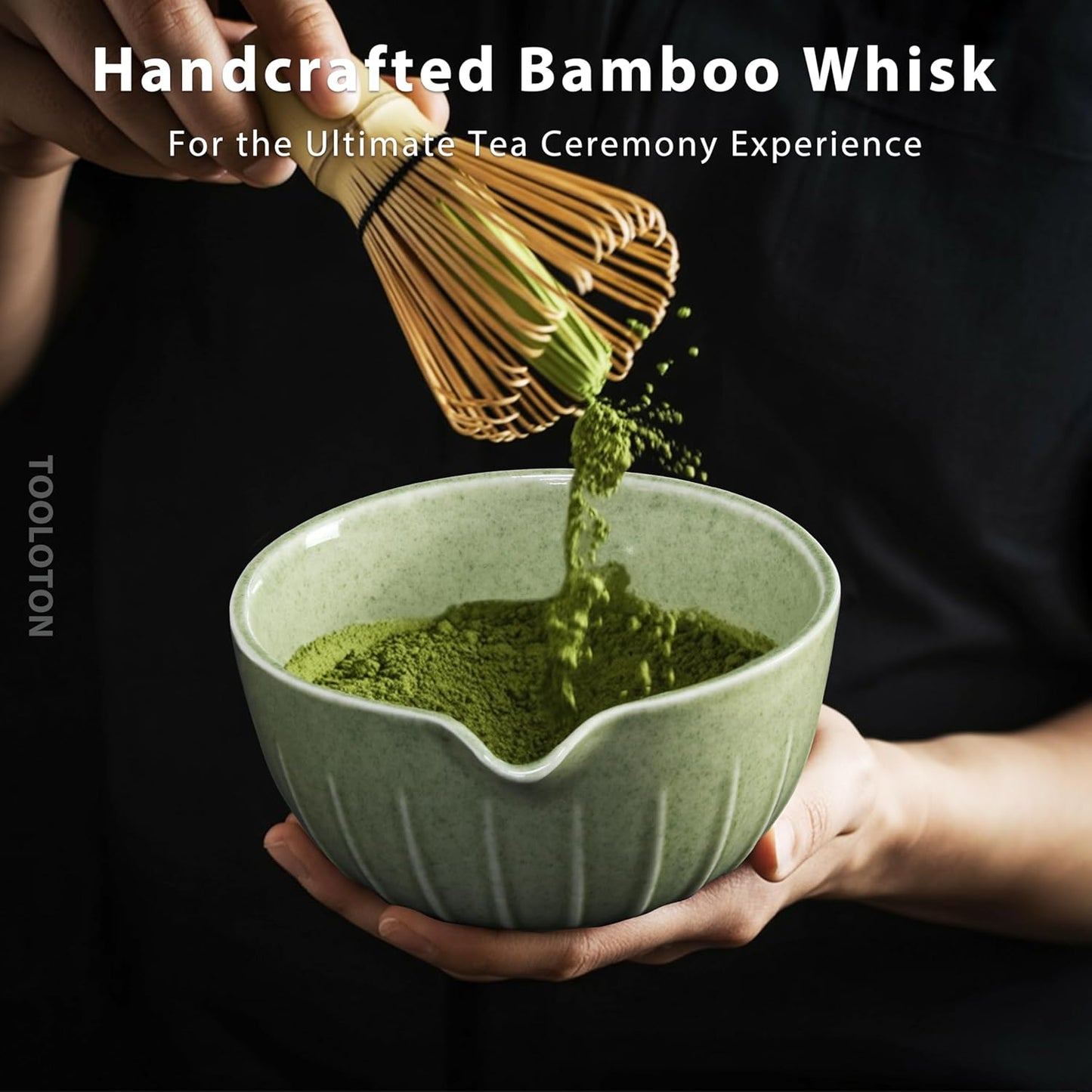 Matcha Whisk Set 7 Pcs - Ceramic Matcha Set with Bowl, Whisk, Holder, Bamboo Scoop, Rest, Sifter, and Tea Towel – Elegant Matcha Kit Gift for Women