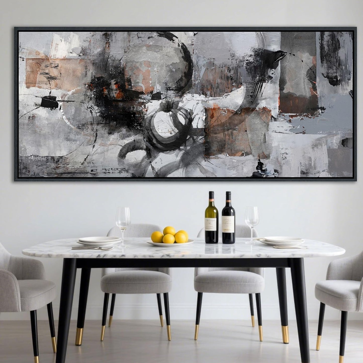 Large Abstract Black And Grey Canvas Wall Art Living Room Wall Decor Paintings Decorations Modern Wall Pictures for Bedrooms Framed Artwork for Walls