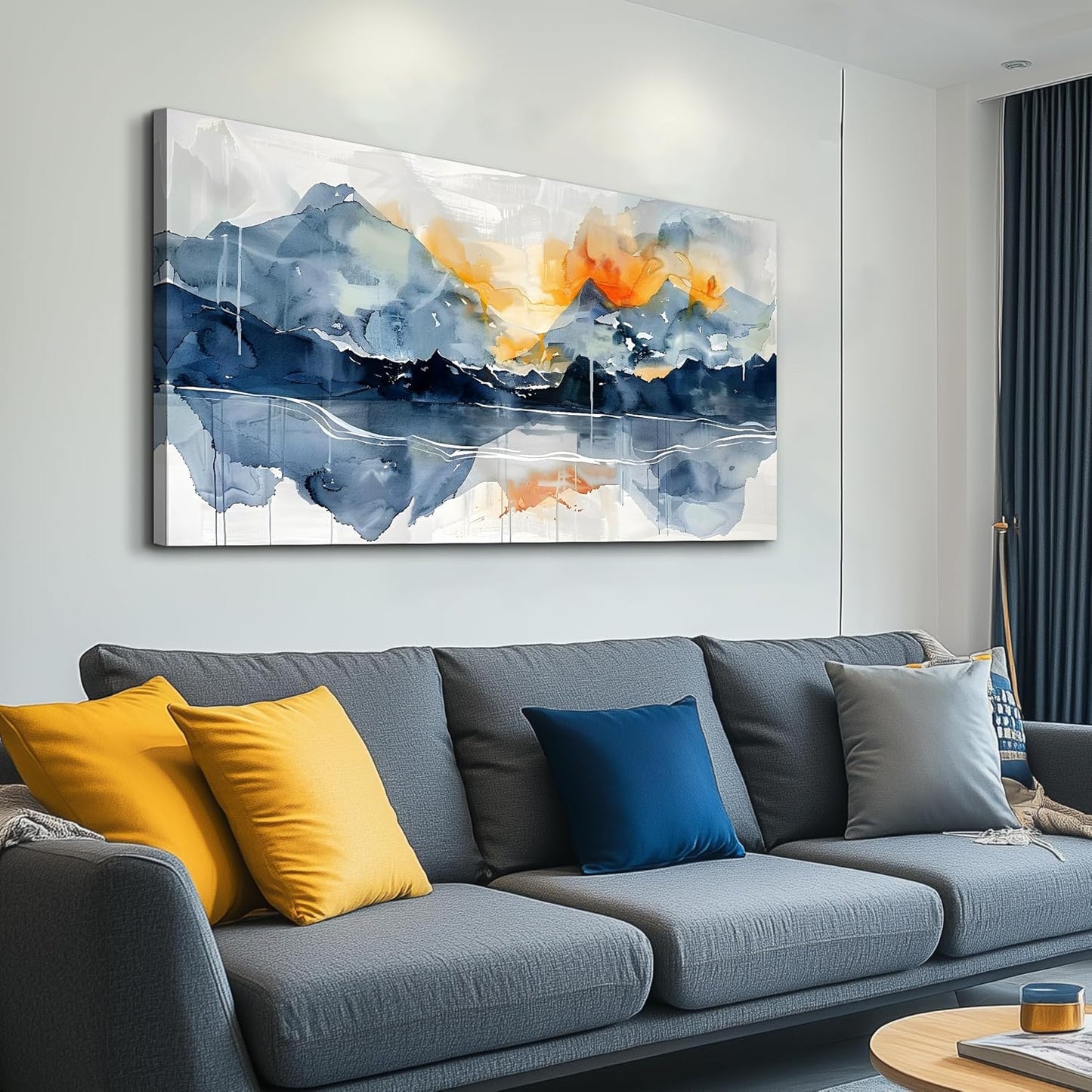 KELIYUAN Wall Art For Living Room Canvas Wall Decor For Bedroom Office Decorations Mountain Landscapes Wall Painting Abstract Watercolour Pictures Artwork Modern Ready To Hang Room Home Decor