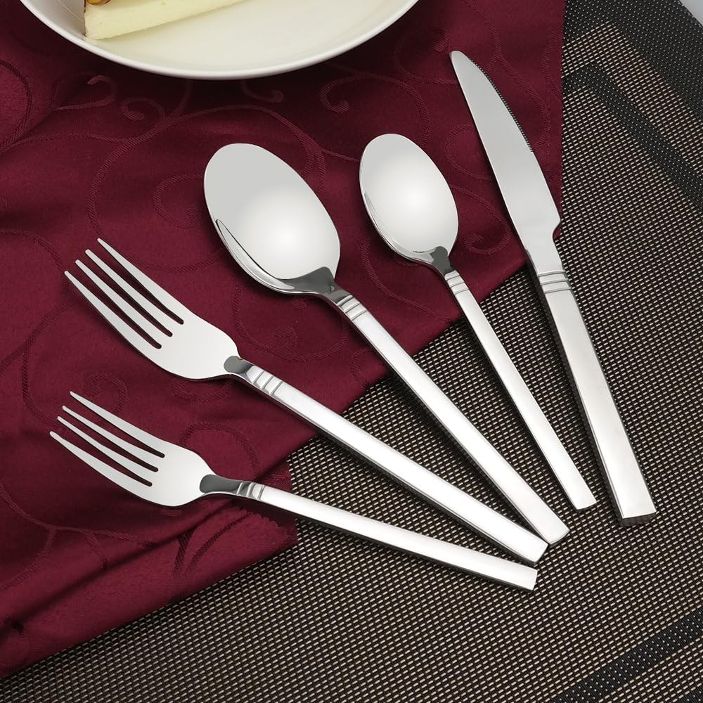 30-Piece Flatware Set Knife Fork Spoon Stainless Steel Silverware Cutlery Service for 6