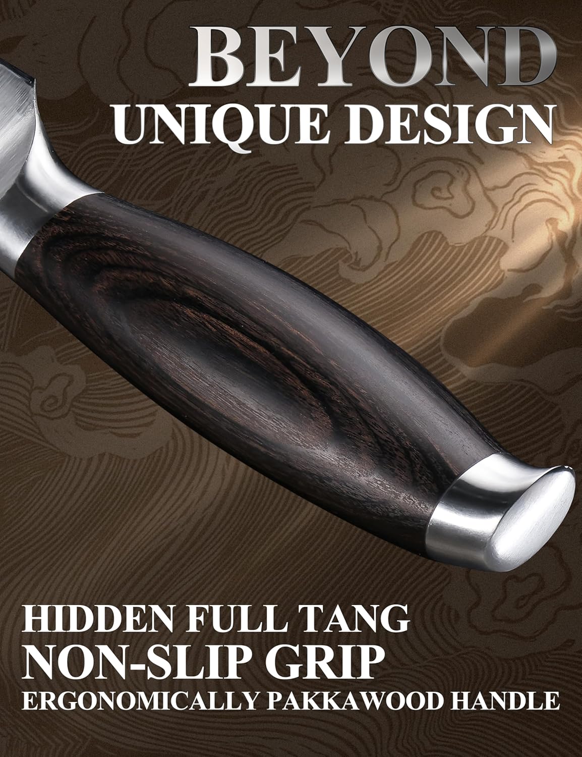 WILDMOK Professional Knife Set, 5 Pieces Kitchen Knife Set, German Stainless Steel Chef Knife Set withGift Box, Black Pakkawood Handle