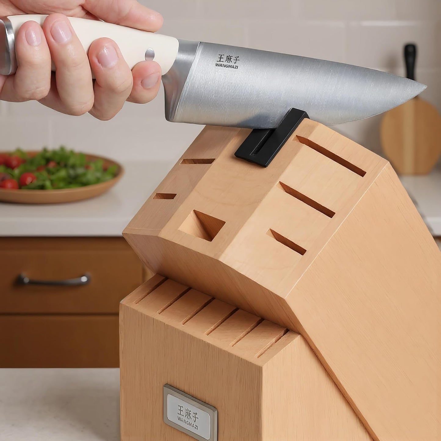 Newly Updated Premium Chef Knife Set High Carbon Stainless Steel Sharp Blade Ergonomic Rivets Handle Knife Block Set Hundreds of Years of Masterful Craftmanship(Ivory,15PCS)