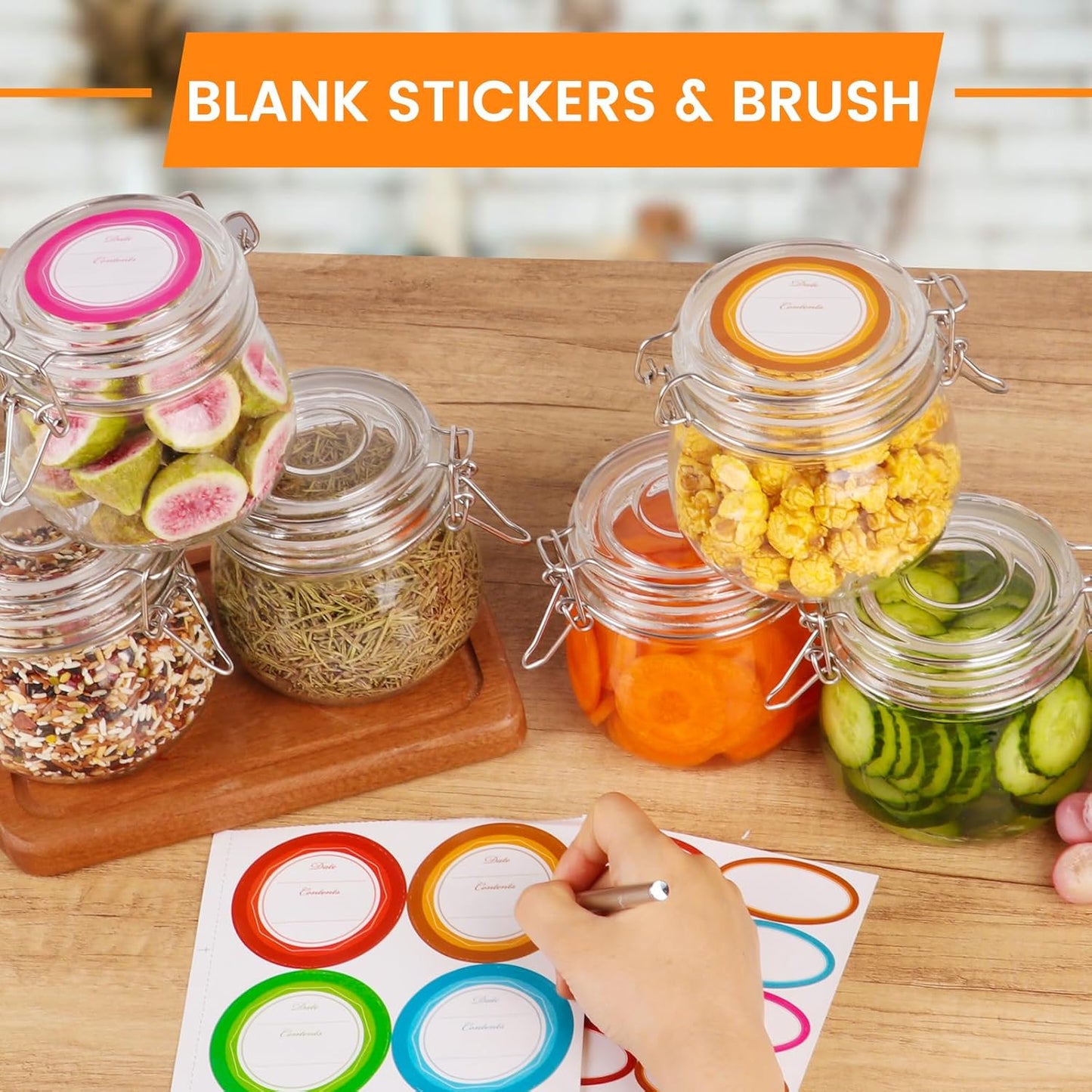 AuroTrends 16oz Glass Jars with Airtight Lids 6Pack - Large Kitchen Canisters for Food Storage, 480ml Leakproof Canning Jars with Wide Mouth, Ideal for Flour, Coffee, Snacks & Home Organization